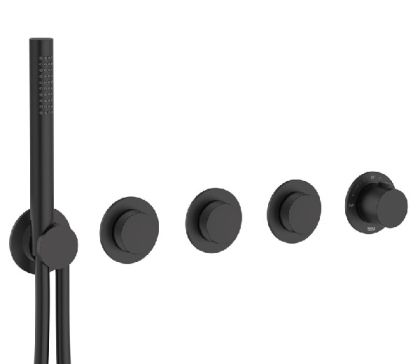 ROCA T-MULTI Вграден термостатичен смесител за душ с три изхода Черен Мат