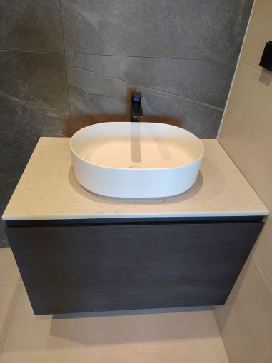 AMBROSIA Мебел за баня с две чекмеджета и плот камък