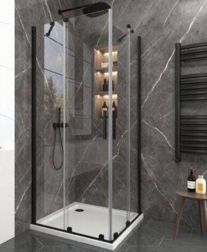 Параван за душ Elgio Matte Black между стени