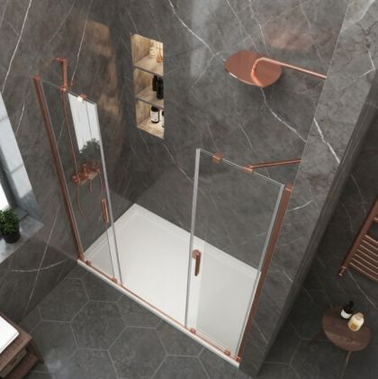 Параван за душ Elgio Rose Gold Mat  между стени