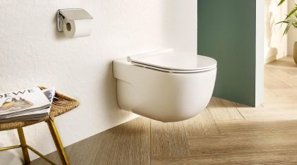 MERIDIAN Стенна тоалетна със скрит монтаж, седалка и капак Slim, структура DUPLO