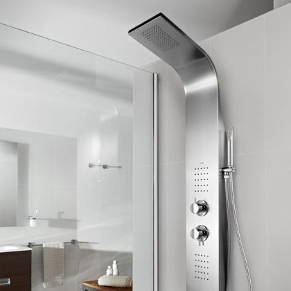 ESSENTIAL Термостатична душ-колона с хидромасажни дюзи от неръждаема стомана