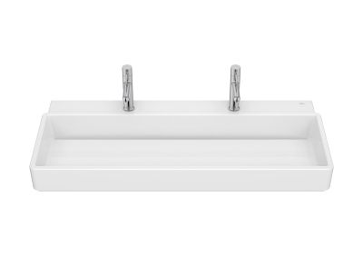 TURA Умивалник с два отвора за смесители 100x43 cm - Бял Гланц