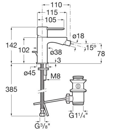 TARGA смесител за биде с автоматична клапа