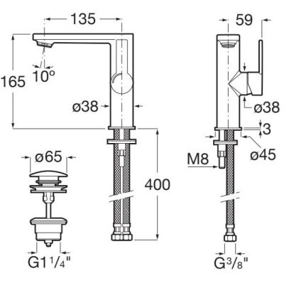 TARGA смесител за умивалник със странична ръкохватка злато мат