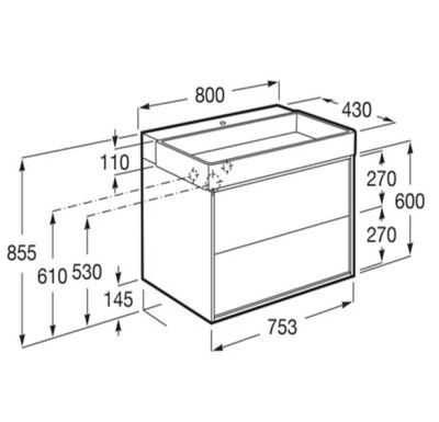 Roca TURA Unik мебел база с две чекмеджета и умивалник 80 Light Terracota