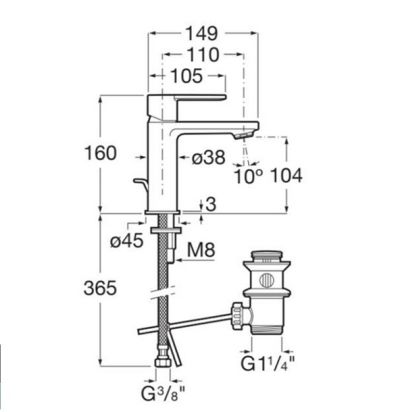 TARGA смесител за умивалник Хром с клапа