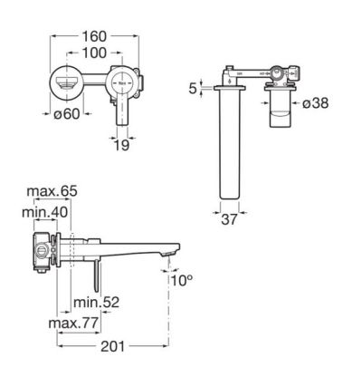 TARGA вграден смесител за умивалник Злато мат