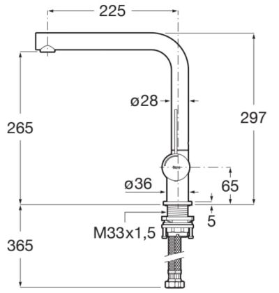 ONA Смесител за кухненска мивка с прав въртящ се чучур ХРОМ