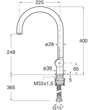 ONA Смесител за кухненска мивка с извит въртящ се чучур ЧЕРЕН МАТ