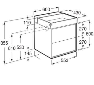 Roca TURA Unik мебел база с две чекмеджета и умивалник 60 дървен фурнир Light elm