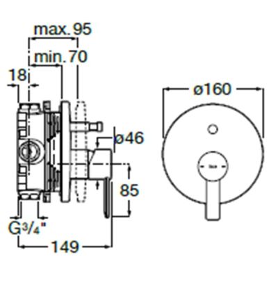 Roca TARGA Душ-система за вграждане МАТ ХРОМ с подвижен душ и душ-пита Ф 230