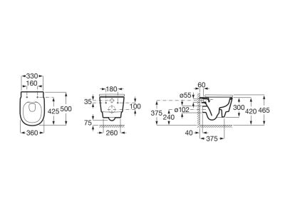 TURA Окачена тоалетна чиния Rimmless - Бял мат
