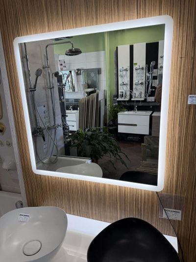 ONA 100x80x3 см Огледало с LED светещ гръб, матирана ивица и нагревател