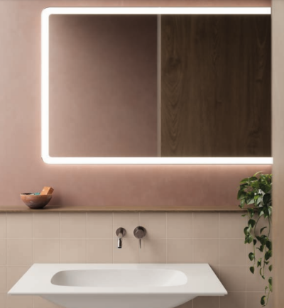 ONA 120x80x3 см Огледало с LED светещ гръб, матирана ивица и нагревател