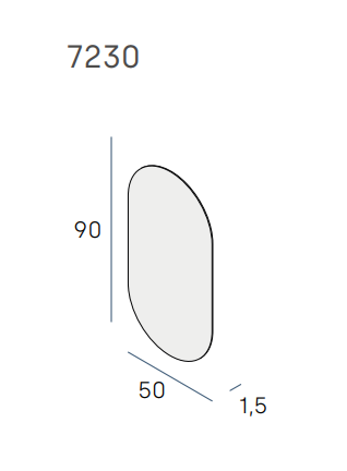 LUK 50x90x1.5 см овално огледало