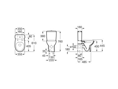 VICTORIA-N Compact Компактен моноблок долепен до стената, Rimless + казанче с долно захранване + седалка и капак SUPRALIT®