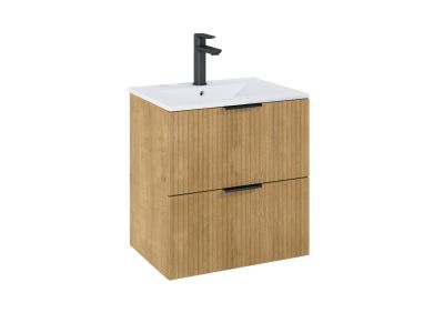 Roca REEF 60 мебел за баня с умивалник дървен фурнир с релефни чекмеджета