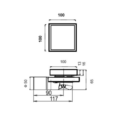 FLIPDRAIN Точков сифон 10x10 със сух и воден затвор неръждаема стомана - ROSE GOLD Brushed 