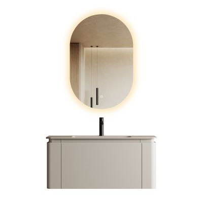 MELBOURNE BEIGE Мебел за баня 100 cm с умивалник с извити чекмеджета