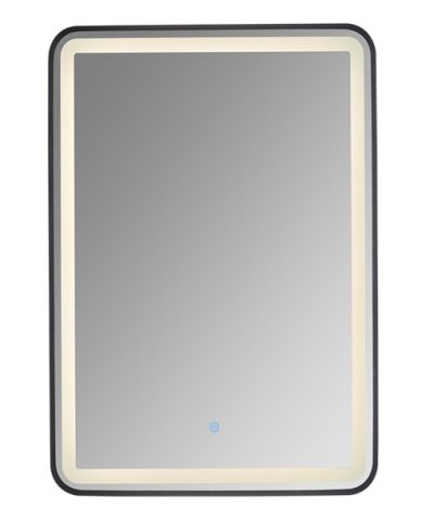 AURA SQ  правоъгълно огледало 60х80 см с осветелние и ЧЕРЕН МАТ рамка