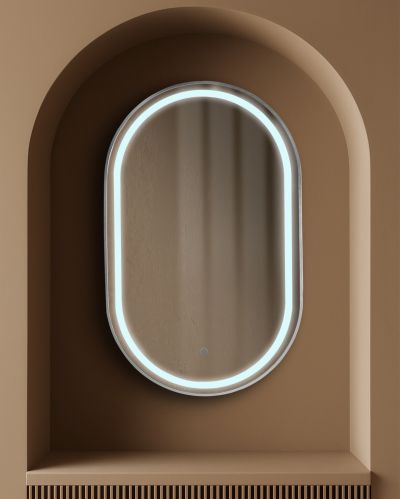 GRANADA 55 x 90 огледало с осветелние и ХРОМ МАТ рамка