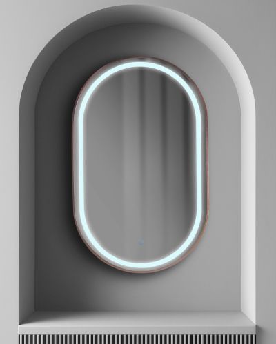 GRANADA 55 x 90 огледало с осветелние и РОЗОВО ЗЛАТО МАТ рамка