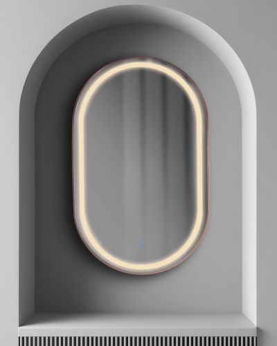 GRANADA 55 x 90 огледало с осветелние и РОЗОВО ЗЛАТО МАТ рамка