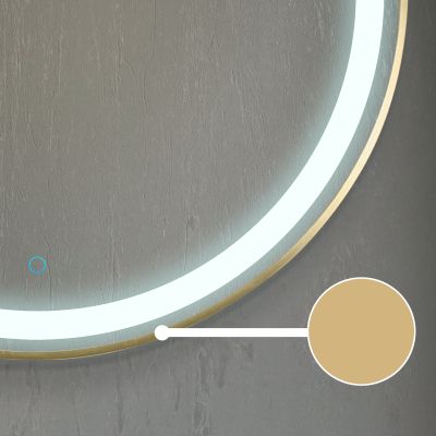 RONDA 70 огледало с осветелние и ЗЛАТО МАТ рамка