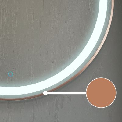 RONDA 70 огледало с осветелние и РОЗОВО ЗЛАТО МАТ рамка