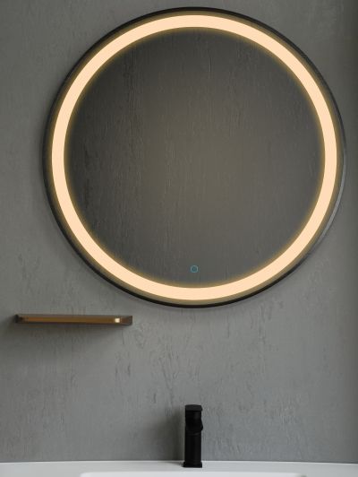 RONDA 70 огледало с осветелние и ЧЕРЕН МАТ рамка