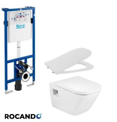 GAP SQUARE RIMLESS FIX Стенна тоалетна с капак забавено падане SLIM, вградено казанче DUPLO