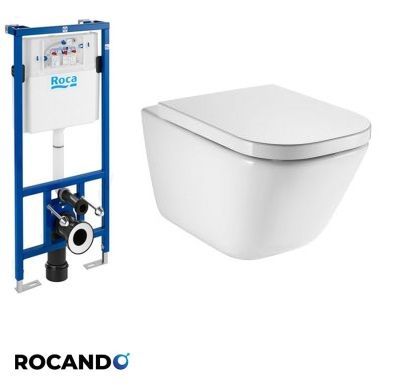 GAP SQUARE RIMLESS Стенна тоалетна с капак забавено падане SUPRALIT, вградено казанче DUPLO