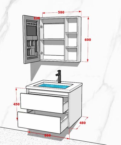 ALUMINA Комплект горен и долен шкаф 70 БЯЛ 