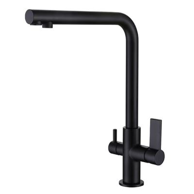 LOTUS кухненски смесител с прав чучур за пречистена вода черен мат