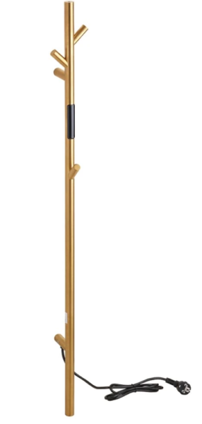 Лира за баня, електрическа, компактна със закачалки, злато мат