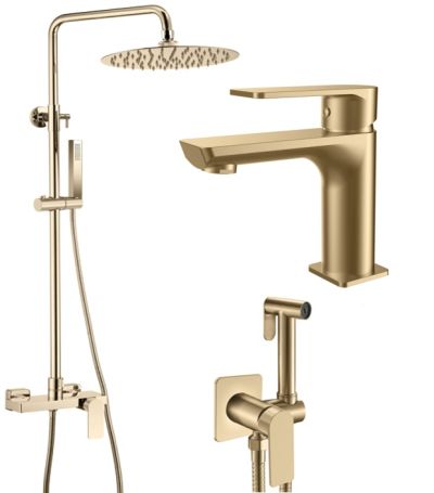 Комплект смесители LOTUS GOLD МАТ  душ-колона