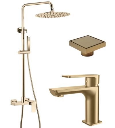 Комплект смесители LOTUS GOLD МАТ и сифон