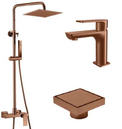 Комплект смесители LOTUS ROSE GOLD и сифон