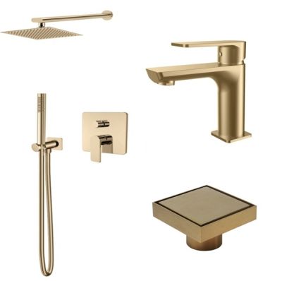 Комплект смесители LOTUS GOLD МАТ и сифон