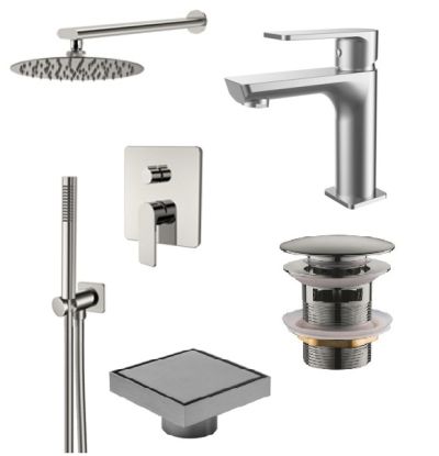 Комплект смесители LOTUS HROM МАТ с клапа и сифон