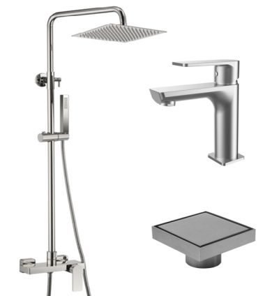 Комплект смесители LOTUS HROM МАТ с клапан и сифон