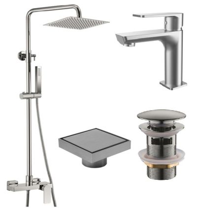 Комплект смесители LOTUS HROM МАТ с клапан и сифон