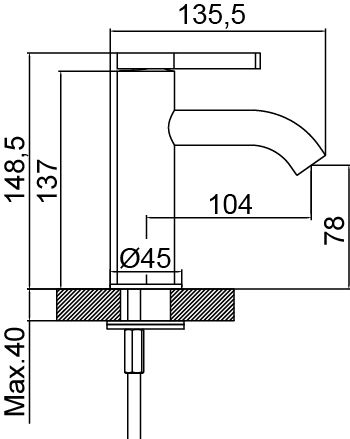 URBAN FLOW едноръковхатков смесител за умивалник, цвят матирано злато