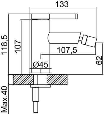 URBAN FLOW едноръковхатков смесител за биде, цвят матирано злато