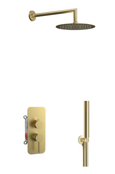 URBAN FLOW двупътна душ-система за вграждане с ръкохватка, цвят матирано злато