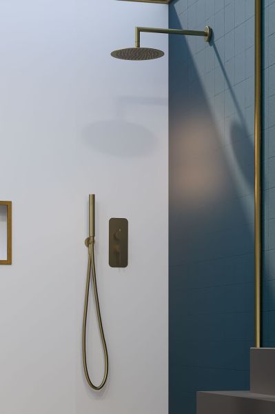 URBAN FLOW двупътна душ-система за вграждане с ръкохватка, цвят матирано злато