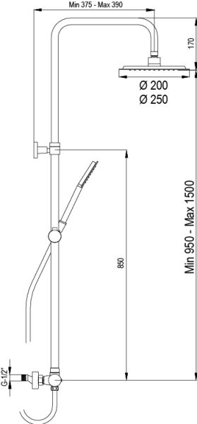 URBAN FLOW двупътна душ-колона  с ръкохватка, цвят матирано злато