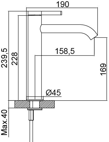 URBAN FLOW едноръковхатков смесител за умивалник тип купа, цвят DARK GREY