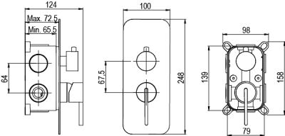 URBAN FLOW двупътна душ-система за вграждане с ръкохватка, цвят DARK GREY